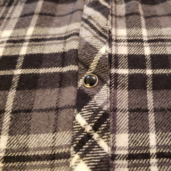 Stetson Womens Long Sleeve Pearl Snap Plaid Flannel Black White Sequins Size M - Picture 5 of 12